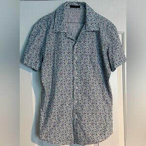 EUC Mark Pomerantz Luxury Italian Cotton Short Sleeve Button Up Shirt M Floral